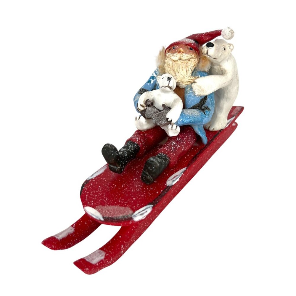 Demdaco Santa Laura Benge Polar Bears Red Sleigh Figurine Christmas Decor